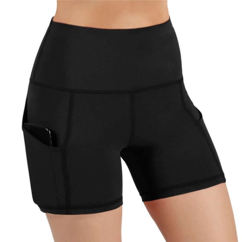 Shorts High Waist And Phone Pocket. Nylon & Spandex.