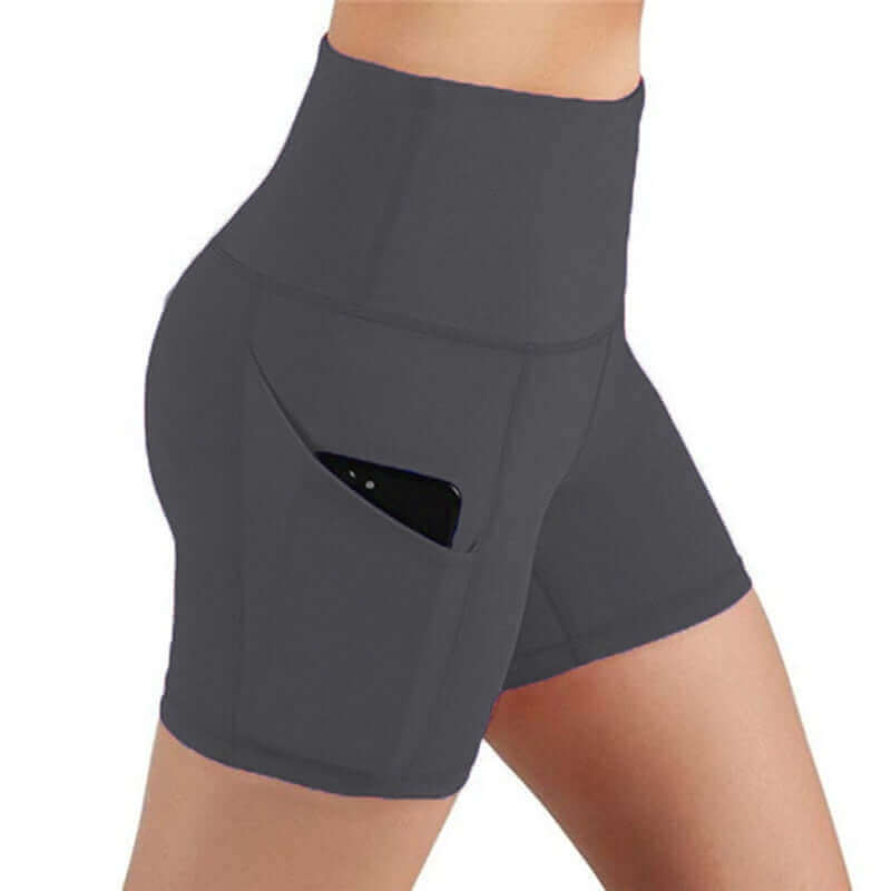 Shorts High Waist And Phone Pocket. Nylon & Spandex.