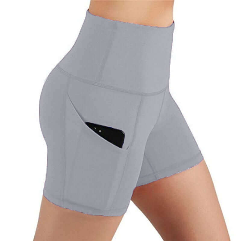 Shorts High Waist And Phone Pocket. Nylon & Spandex.