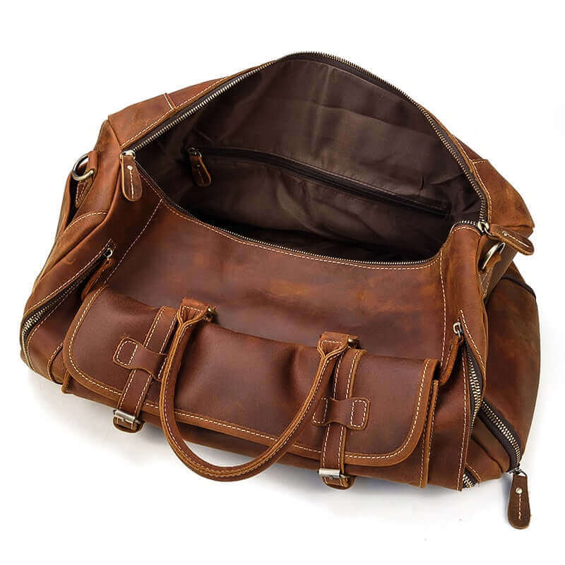 Vintage Leather Bag in 2 Seize and Color. Brown 520x240x230mm. Coffee