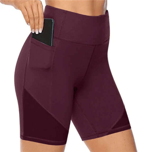 Shorts High Waist And Phone Pocket. Nylon & Spandex.